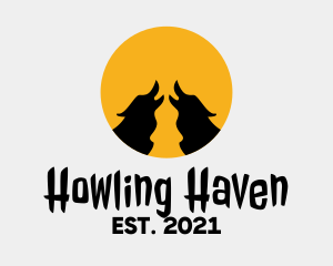 Howling - Full Moon Wolf logo design
