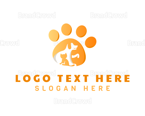 Veterinarian Cat Dog Paw Logo