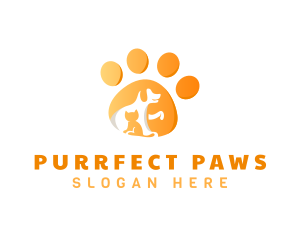 Veterinarian Cat Dog Paw logo design