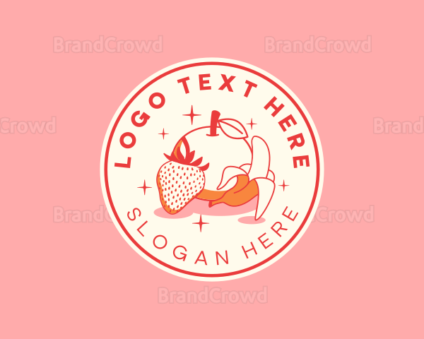 Retro Banana Strawberry Orange Logo