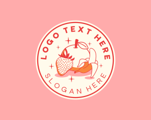 Strawberry - Retro Banana Strawberry Orange logo design