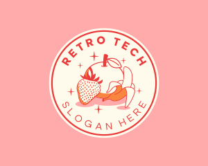 Retro Banana Strawberry Orange logo design