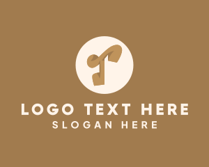 Curly - Elegant Brown Letter T logo design