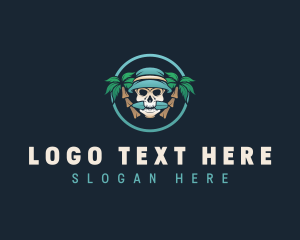 Skeleton - Skeleton Tropical Surfing logo design