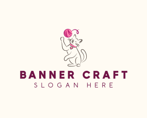 Cat Yarn Knitting logo design