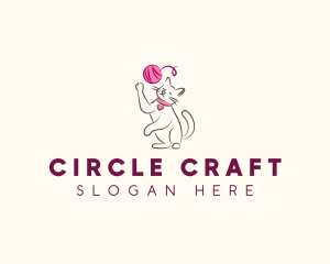 Cat Yarn Knitting logo design