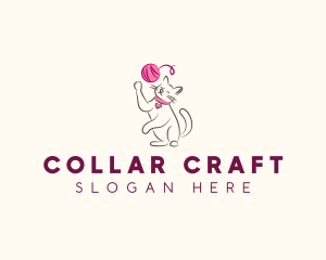 Cat Yarn Knitting logo design