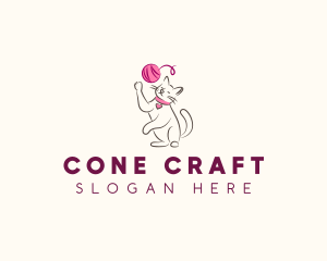 Cat Yarn Knitting logo design