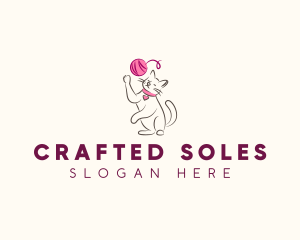 Cat Yarn Knitting logo design