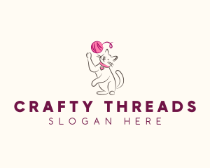 Cat Yarn Knitting logo design