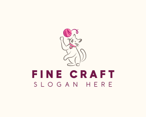 Cat Yarn Knitting logo design