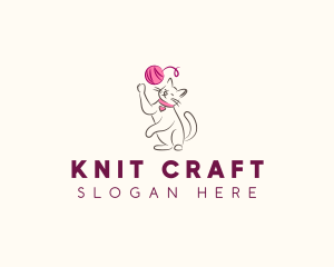 Cat Yarn Knitting logo design