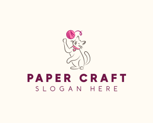 Cat Yarn Knitting logo design