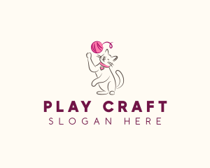 Cat Yarn Knitting logo design