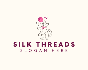 Cat Yarn Knitting logo design