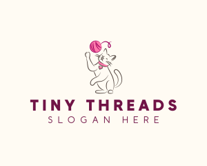 Cat Yarn Knitting logo design