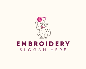 Cat Yarn Knitting logo design