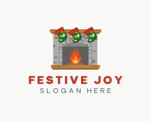 Christmas - Christmas Fireplace Socks logo design