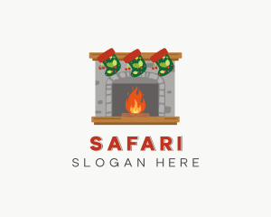 Sleigh - Christmas Fireplace Socks logo design