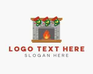 Holiday - Christmas Fireplace Socks logo design