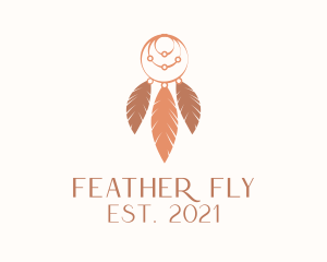 Boho Feather Dreamcatcher logo design