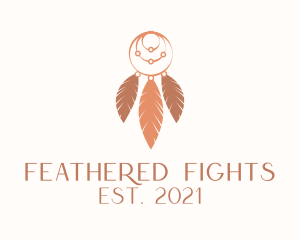 Boho Feather Dreamcatcher logo design