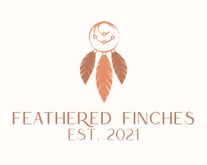 Boho Feather Dreamcatcher logo design