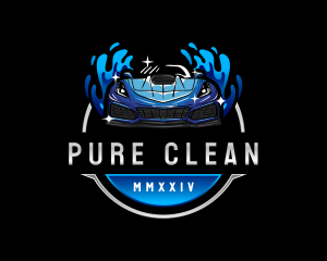 Sports Car Cleaning  Wash logo design