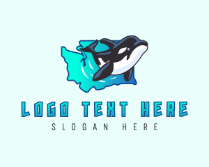 Map - Washington Ocean Whale logo design