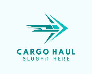 Teal Train Arrow Shipping logo design