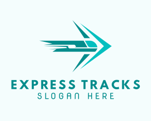 Train - Teal Train Arrow Shipping logo design