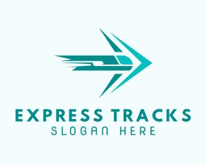 Teal Train Arrow Shipping logo design