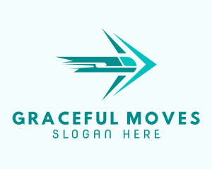 Teal Train Arrow Shipping logo design