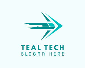 Teal Train Arrow Shipping logo design