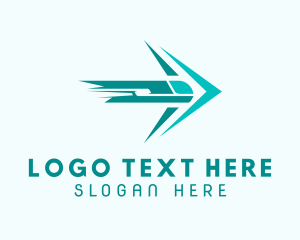 Teal Train Arrow Shipping Logo