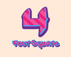 Four - Pop Graffiti Number 4 logo design