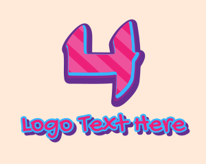 Music Label - Pop Graffiti Number 4 logo design