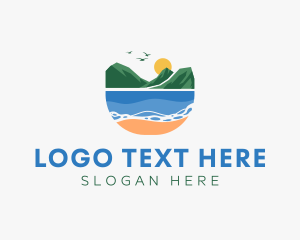 Post Stamp - Tropical Mountain Beach logo design