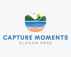 Destination - Tropical Mountain Beach logo design