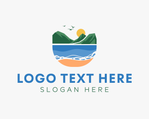 Tropical - Tropical Mountain Beach logo design