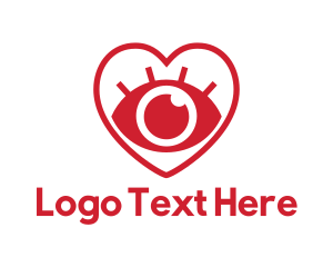 Lens - Red Heart Eye logo design