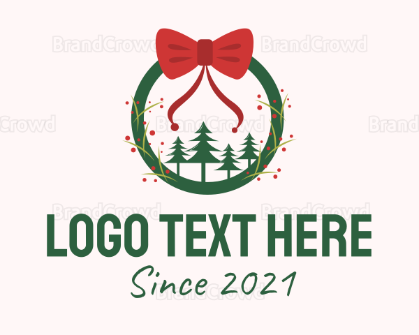 Christmas Ribbon Wreath Logo
