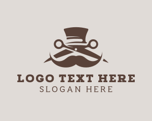 Hat - Mustache Barber Scissors logo design