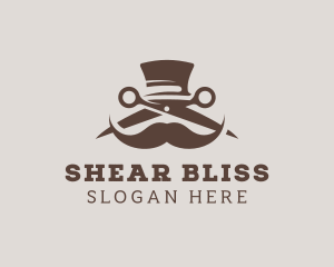 Mustache Barber Scissors logo design