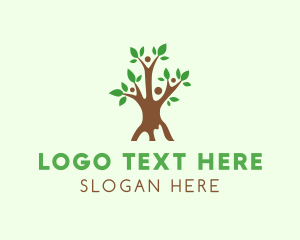 Brown Leaf - Cheerleading Team Tree logo design