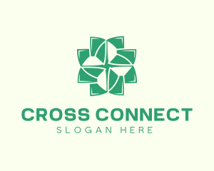 Cross - Organic Cross Leaves logo design