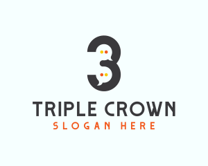 Three - Chat App Number 3 logo design