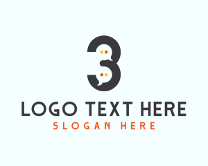 Three - Chat App Number 3 logo design