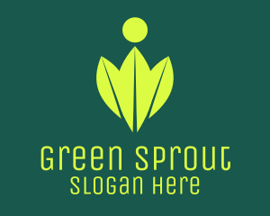 Green Leaves Organic Person logo design