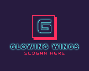 Neon Glowing DJ Gaming logo design